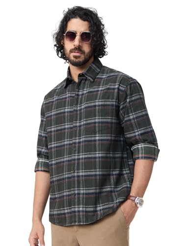 Chemise en coton pour homme coupe décontractée légère à carreaux manches longues