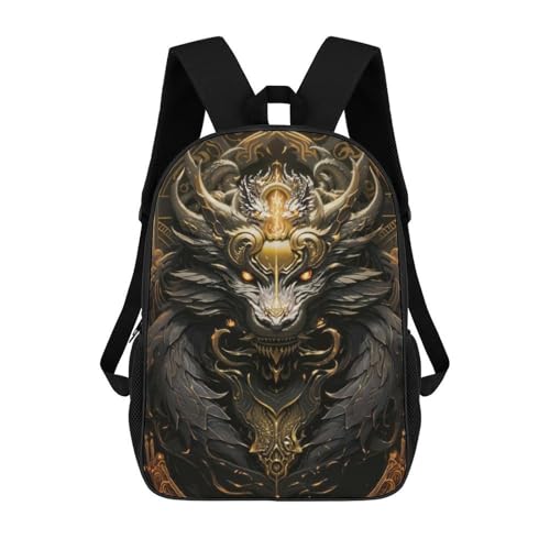 Sac à dos tendance imprimé 3D dragon de voyage scolaire pour fille et femme 17" léger