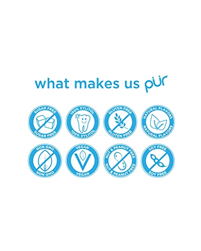 Pur Gum | Sugar Free Chewing Gum | 100% Xylitol | Vegan, Aspartame Free, Gluten Free & Keto Friendly | Natural Peppermint Flavored Gum, 55 Pieces (Pack Of 3) #TOP4
