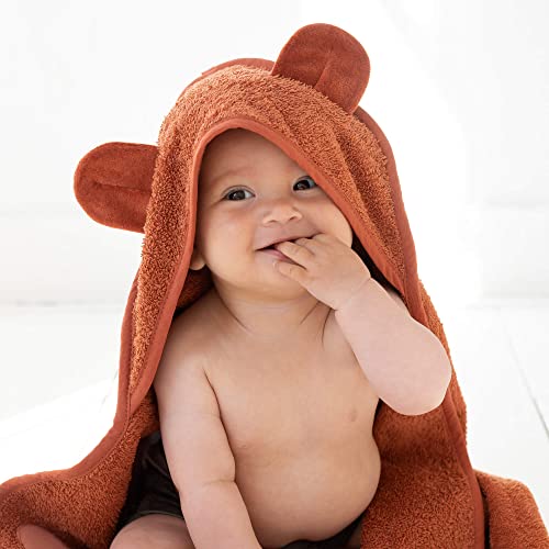 Toalla con capucha - capa de baño manos libres para su bebé con puños y cierre de velcro (marrón) Cover