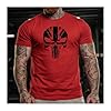 GYMTIER Skull UK Flag Men's Gym T-Shirt Bodybuilding Training Workout Lifting Top Clothing, Red, XXL #1