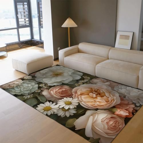 Tapis de cuisine sous la table lavable et esthétique rose