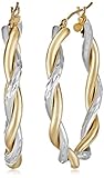 Bonded Sterling Silver and 14k Two-Tone Gold Twist Hoop Earrings