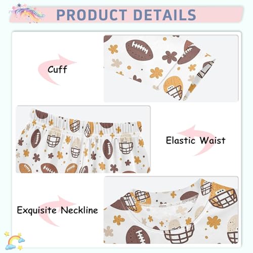 ALAZA Flower Yellow Helmet Rugby Pajamas Long Sleeve Sleepwear 2-Piece Pajama Set4