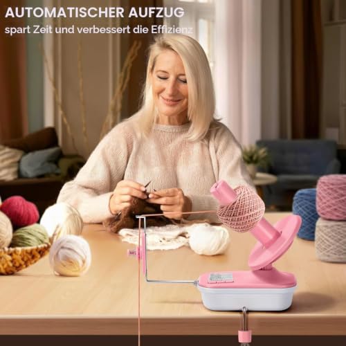 Elektrischer Garnwickler – 3 Gänge, für 110-280 g Garn (Rosa) – Bild 5