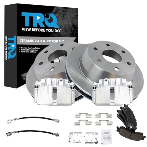 Image of TRQ Rear Brake Pad & Rotor Kit Ceramic Compatible with 2002 Cadillac Escalade Escalade EXT 2000-2001 GMC Yukon XL 1500