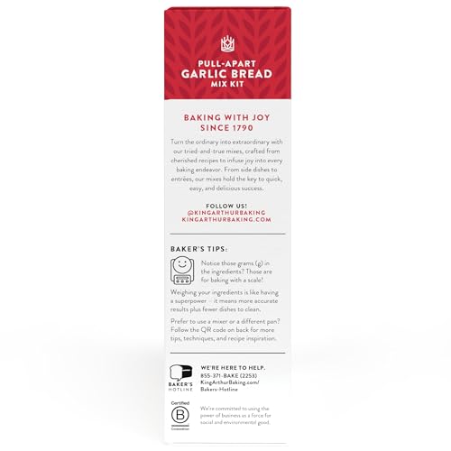 King Arthur Baking Company Pull-Apart Garlic Bread Mix Kit 15.25 oz., Baking Mix - Ready in 1 hour