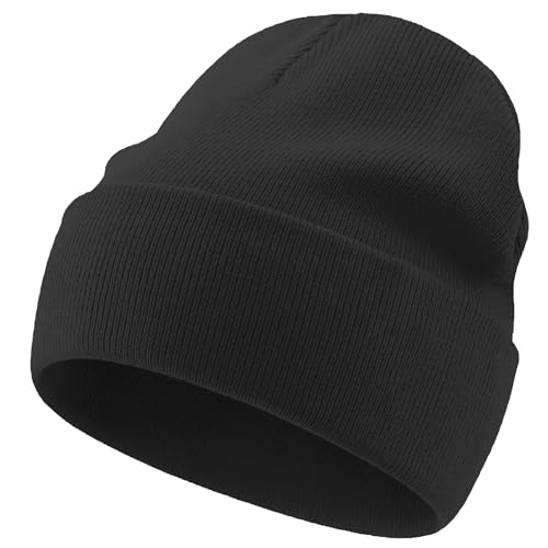 choshion 100% Cotton Beanie Lengthen Cuffed Beanies Knit Winter Hats for Men Women Soft Warm Ski Hat Unisex Knitted Skull Cap
