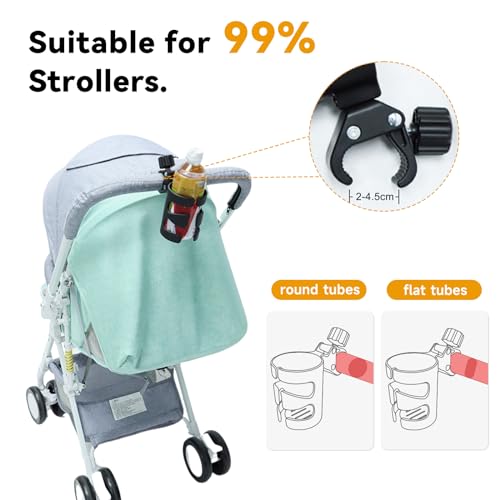Miniatura 2 de Vihir Portavasos Para Cochecito, 360 Grados Ajustable Soporte De Bebidas, Universal Soporte Para Silla De Ruedas, Bicicletas, Carrito Bebe, Scooters
