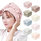 WEIMALL ヘアドライタオル 速乾 2'54分【2枚セット】マイクロファイバー 吸収力約5倍 ふわふわ マシュマロ肌触り 時短 80×33cm ミニサイズ アッシュピンク DTW002PK