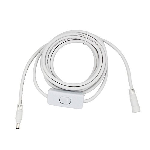 Cable de extensión de la marca KUNCAN, de 2,1 mm x 5,5 mm, DC, de macho a hembra, conector para la fuente de alimentación, 18AWG, resistente, con botón de encendido
