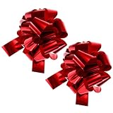 TOP-VIGOR 2 lazos de 12 pulgadas extra gigantes para coche, lazos metálicos de Navidad para envolver regalos para cestas de coche de boda, lazo grande de regalo, color rojo