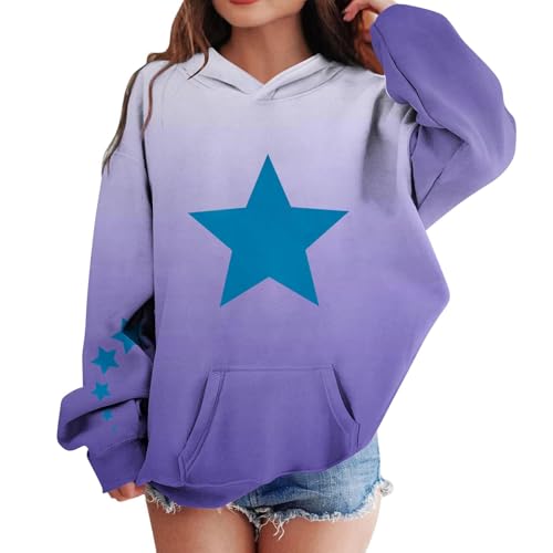 Oversized Hoodies Girls Star Printed Cute Sweatshirts with Pockets Long Sleeve Pullovers Fashion Fall Tween Clothes2