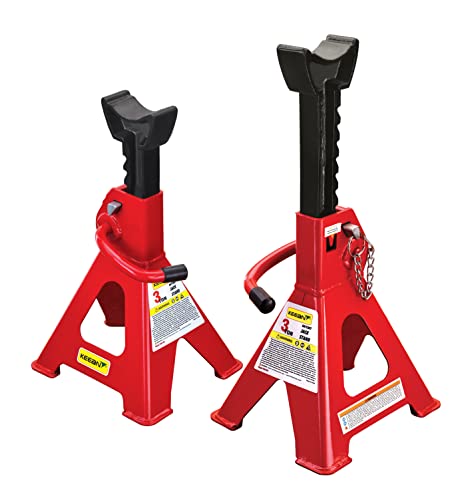 KEEAN Double Saftey Steel CAR Double Locking Jack Stand with Heavy Duty Self Locking Ratchet Handle with Saftey PIN (3 TON Pair)
