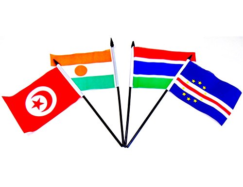 International/Country World Flag Set--Polyester 4"X6" Flags, One Flag For Each Country In A Specific Region Or World Organization, 4X6 Miniature Desk & Table Flags, Small Mini Stick Flags (Africa, Northwest) #TOP3