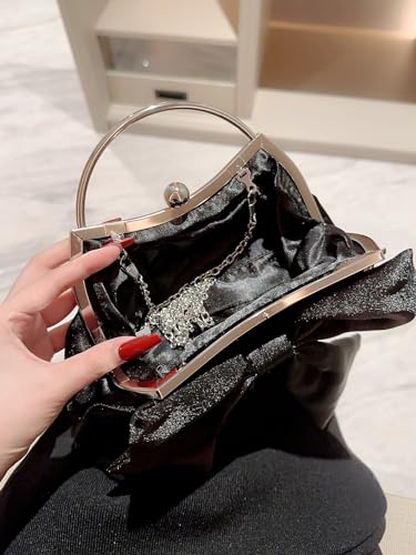 Image of Verdusa Women's Bowknot Evening Bag Ruched Clutch Purse Party Handbag with Chain Strap