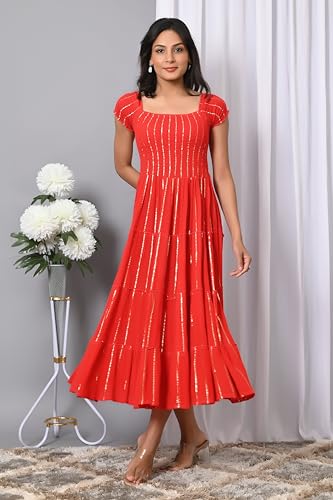 Image of IQRAAR Dress for Women Printed Midi Dress