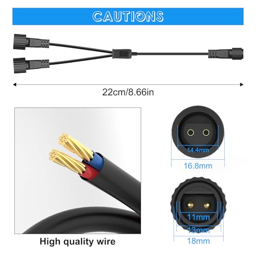 Dalugo Christmas Lights Splitter Connector, IP65 Waterproof Two Pin Connectors for Fairy, Icicle, Curtain, Net, and G40 Globe Lights - Image 2