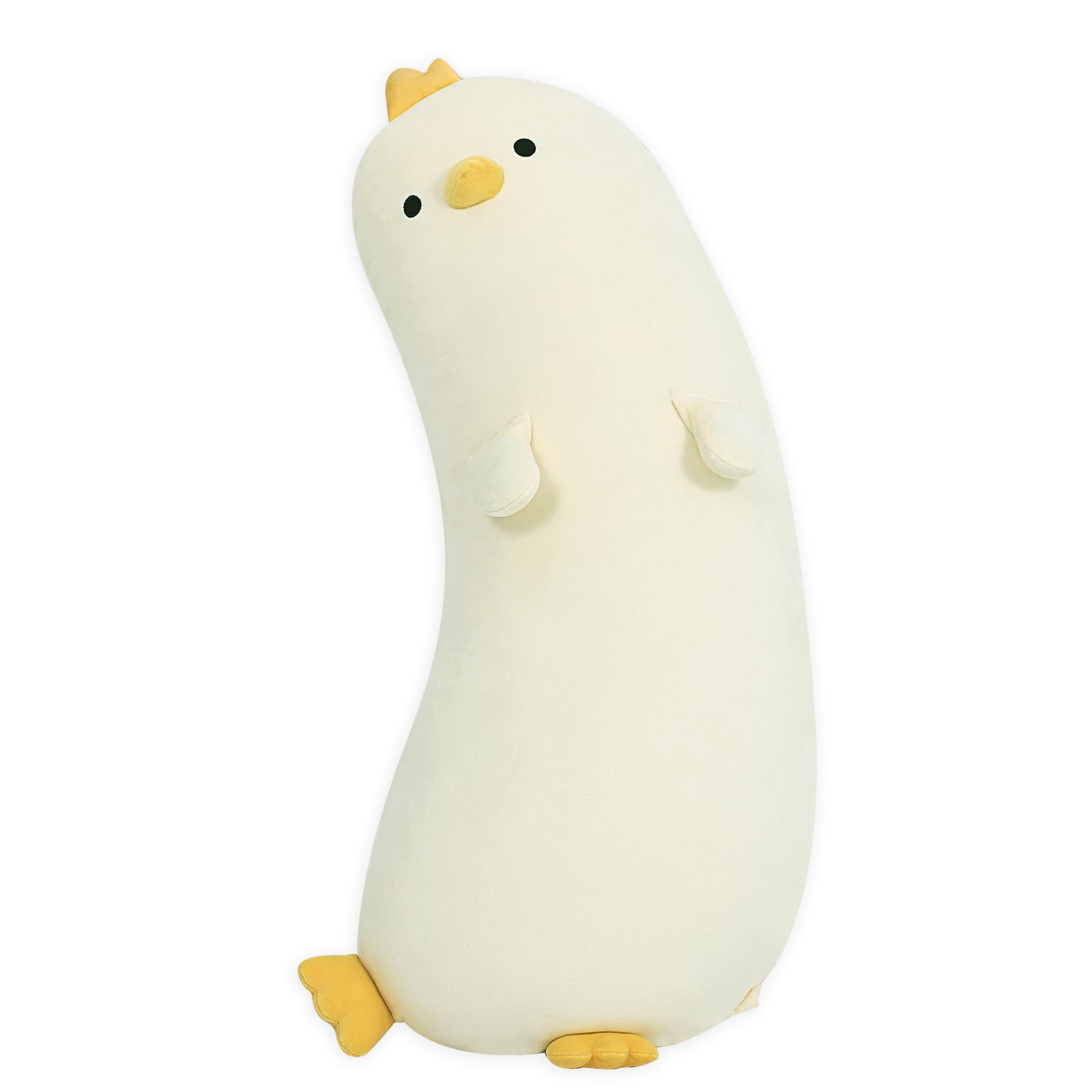 HAVARGO 抱き枕 クッション ぬいぐるみ 可愛い だきまくら もちもち ふわふわ 横向き寝 大きい全長約80CM 洗えるカバー (ベージュ, M)