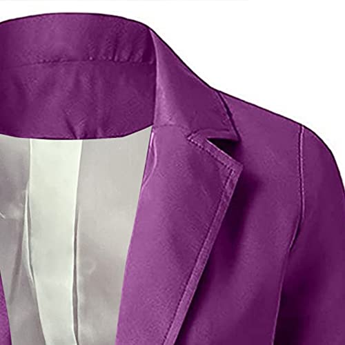 Womens Casual Blazers Lightweight Blazer Jackets Ladies Plus Size Open Front Outwear Cardigans Long Sleeve Work Office Jacket Purple #TOP3