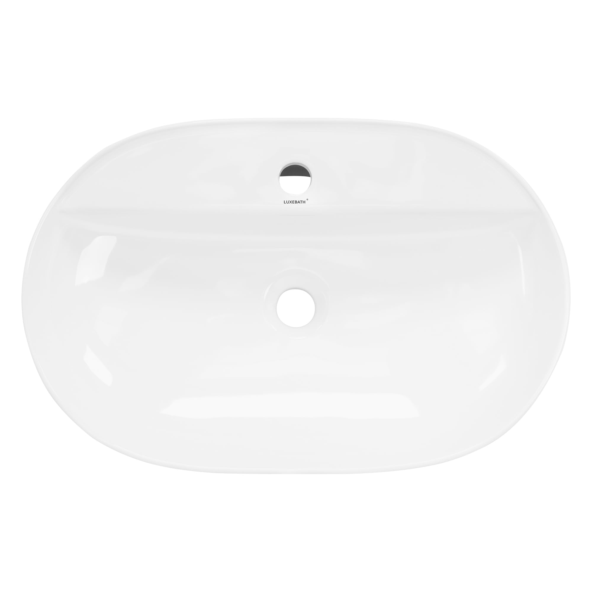 ML-Design Lavabo de Cerámica Blanco Brillante 60x40x12 cm Fregadero Ovalado de Pared o Sobre Encimera Pila de Diseño Moderno Lavamanos para Mueble de Baño Aseo con Agujero para Grifo y Desagüe