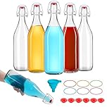 EkkoVla 1L Swing Top Glass Bottles with Airtight Lids, 6 Pack Flip Top Bottles – for Kombucha, Beer, Kefir, Oil, Vinegar & Beverages