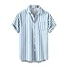 Maschio Plus Collo Manica Stampa Camicia Corta Formato Girare Camicia Estate Giù Casual Uomini Camicie Button Dress, Blu, 80
