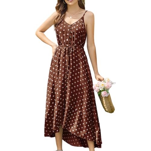 Image of BROVAVE Women's 2026 Summer Casual Boho Sundress Spaghetti Strap Midi Dress