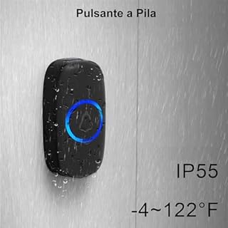 SECRUI Campanello Senza Fili da Esterno, Doorbell Wireless con 1 Ricevitore + 1 Pulsante, 58 Suonerie, 5 Livelli Volume 120 dB, LED, 300 m Lunga Portata per Casa,Appartamento Porta d’Ingresso, Nero