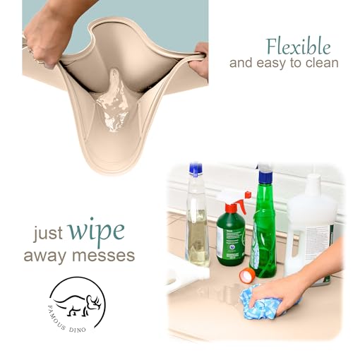 Image of The Original Under Sink Mat - Silicone Waterproof mat, Trimmable, Easy to Clean, Kitchen cabinet liner, Under sink protector mats, Drip Tray with Lip (Beige, 31 inch x 22 inch) or smaller