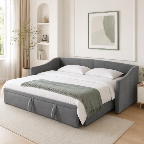 Image of RXMORI 2 Seater Convertible Sofa Bed,pull out sofa bed,Grey