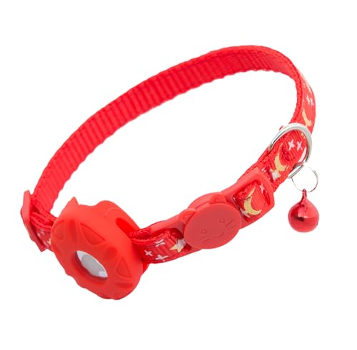 Image of Airtag Cat Collar Breakaway, Safety Kitten Collar with Apple Airtag Holder, GPS Cat Collar with Bell, Lightweigh Tracker Cat Collars for Girl Boy Cats, Kittens and Puppies (red Moon)
