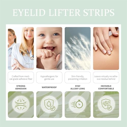 Eyelid Tape, 480PCS Eyelid Lifter Strips, Eyelid Tape for Hooded Eyes Invisible, Waterproof Double Eyelid Tape, Suitable for Uneven or Monolids, Instant Eye Lift Without Surgery