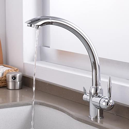 Robinet de cuisine 3 voies mitigeur laiton chrome haute qualite durable - 3