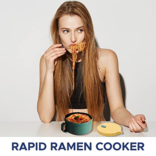 Ai Love Peace Microwave Ramen Bowl Set Noodle Bowls With Lid Speedy Ramen Cooker In Minutes Bpa Free And Dishwasher Safe For Office College Dorm Room Instant Cooking (Green) #TOP6