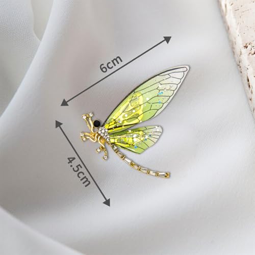 Image of Elegant Rhinestone Dragonfly Brooches Pin, Delicate Insects Brooch Lapel Pins for Women Men Wedding Party