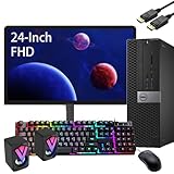 Dell OptiPlex 7040 SFF Desktop PC with 24" FHD Monitor and RGB Speakers, Intel Core i5-6500, 16GB RAM, 256GB SSD, Keyboard, Mouse, WiFi, Bluetooth, Win10 Pro (Renewed)