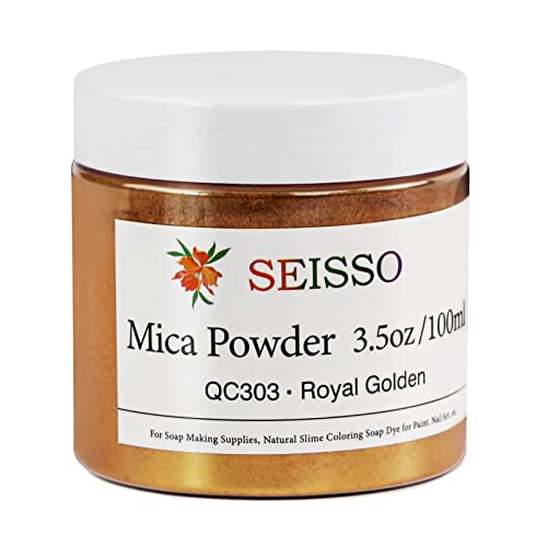 Mica Powder - 100G/3.5Oz. Gold Mica Powder For Epoxy Resin Royal Golden Natural Shimmer Resin Pigment Powder Dye For Soap Making, Slime, Bath Bomb, Candle Making, Diy Crafting Projects #TOP2