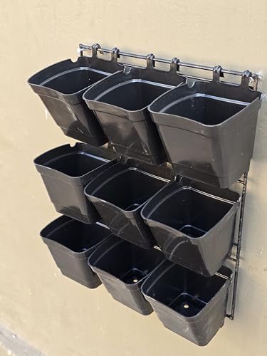 Image of ZEONELY MART Vertical Hanging Potss | wall mounting potss Plants | wall Hanging Garden potss | Vertical Garden planters pots Black Colour (4 inch- 9 pots) Set 1