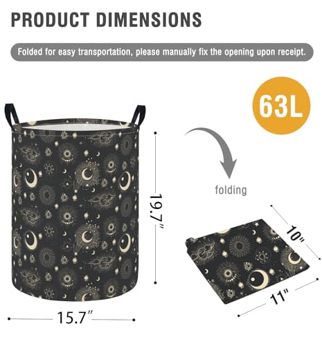 Image of Baby Laundry Hamper Basket Baby Hamper for Nursery Boy and Girl Cute Storage Bin Organizer Boho Room Decor(Moon Star)