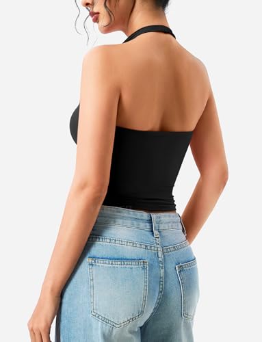YEOREO Aherin Women Halter Tank Tops Not Padded Cami Open Back Slim Fit Fitness Y2K Going Out Crop Top2