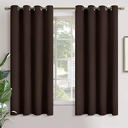 Image of YoungsTex Brown Blackout Curtains for Bedroom 63 Inches Long - Chocolate Thermal Insulated with Grommet Room Darkening Drapes Privacy for Living Room, 2 Panels, 52 x 63 Inch