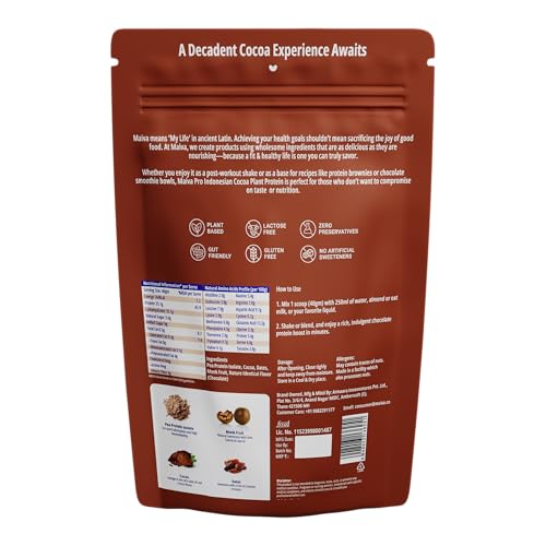 Image of Maiva Pro | Plant Protein Isolate - Indonesian Cocoa - 250gm | 25g Protein, 5g BCAA | All Essential Amino Acids | Gut Friendly, Easy to Digest | Real Dates | Vegan, Dairy Free, No Preservatives