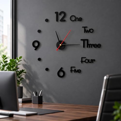 Image of Sehaz Artworks DIY Borderless Silent Wall Clock for Bed Room - 30 X 30 Cm