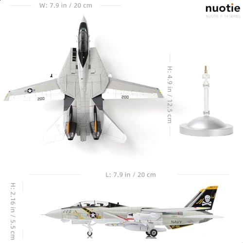 NUOTIE F-14A Tomcat 1/100 Metal Airplane Model Kits with Stand VF-84 Jolly Rogers DieCast Alloy Fighter Model Jet Replica Pre-Build Military Aircraft Collection for Display or Gift - Image 2