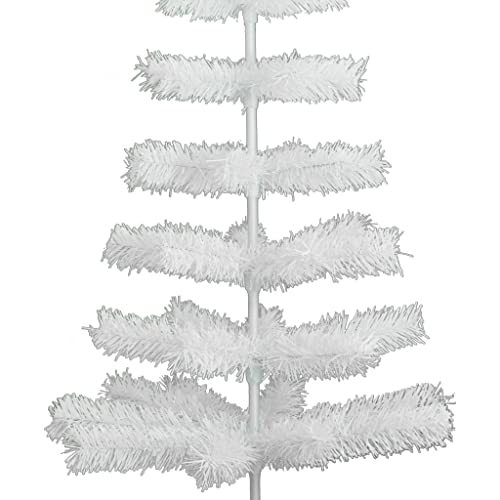 3Ft Tall White Tinsel Christmas Tree, Holiday Decor And Centerpiece, Wooden Stand Painted In White Included #TOP1