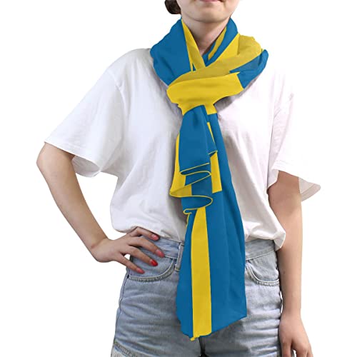 Kll Silk Scarf For Women Fashion Polyester Lightweight Soft Wrap Shawl Scarves Holiday Gifts Sweden Flag #TOP2