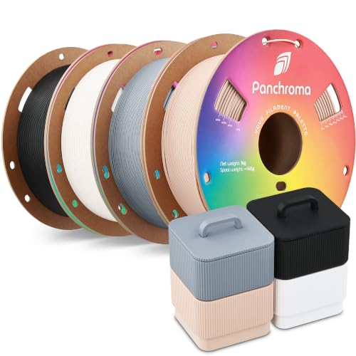 Image of Polymaker Panchroma Matte PLA 3D Printer Filament Bundle 4kg, 1.75mm | High Speed 3D Printing Filament Fits for Most FDM Printers, Cotton White*1+Charcoal Black*1+Fossil Grey*1+Army Beige*1