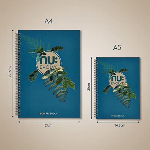 NU Notebooks - Evolve Teal Range - Recycled Notebook - A5 Notebook - Wirebound Notebook - 120 Pages (NU004096-FSC)