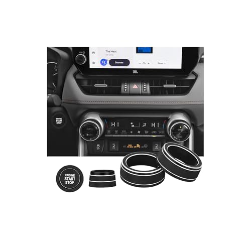 Image of for Toyota RAV4 /RAV4 Hybrid 2023 2024 2025 air Conditioning knob Cover, Start Button Cover Decorative Ring, Volume, Aluminum Alloy Decoration (RAV4, Black)